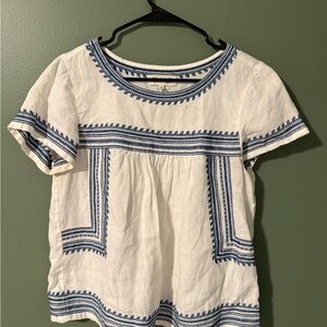 Madewell linen embroidered blouse